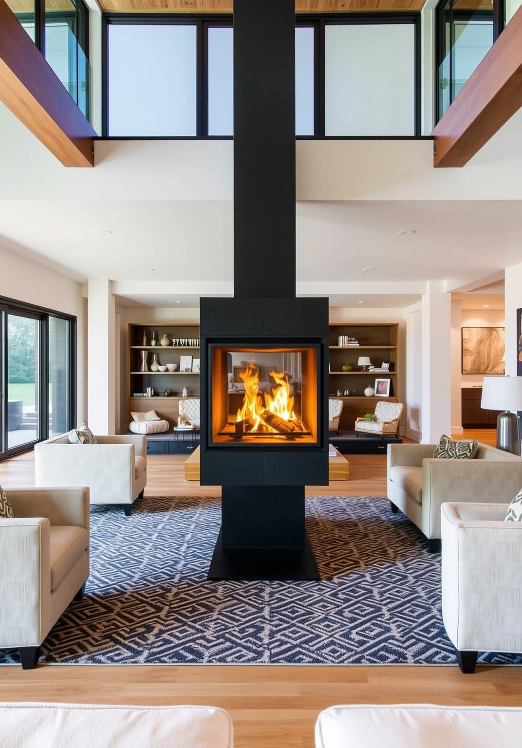 13. Double-Sided Fireplace for Open Spaces
