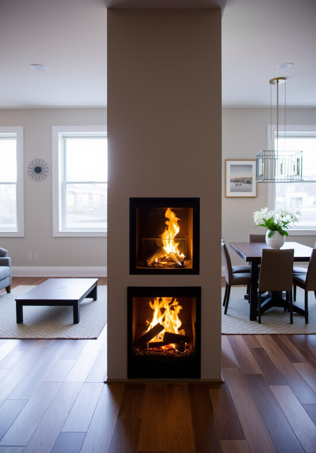 16. Double-Sided Fireplace for Open Concept Living