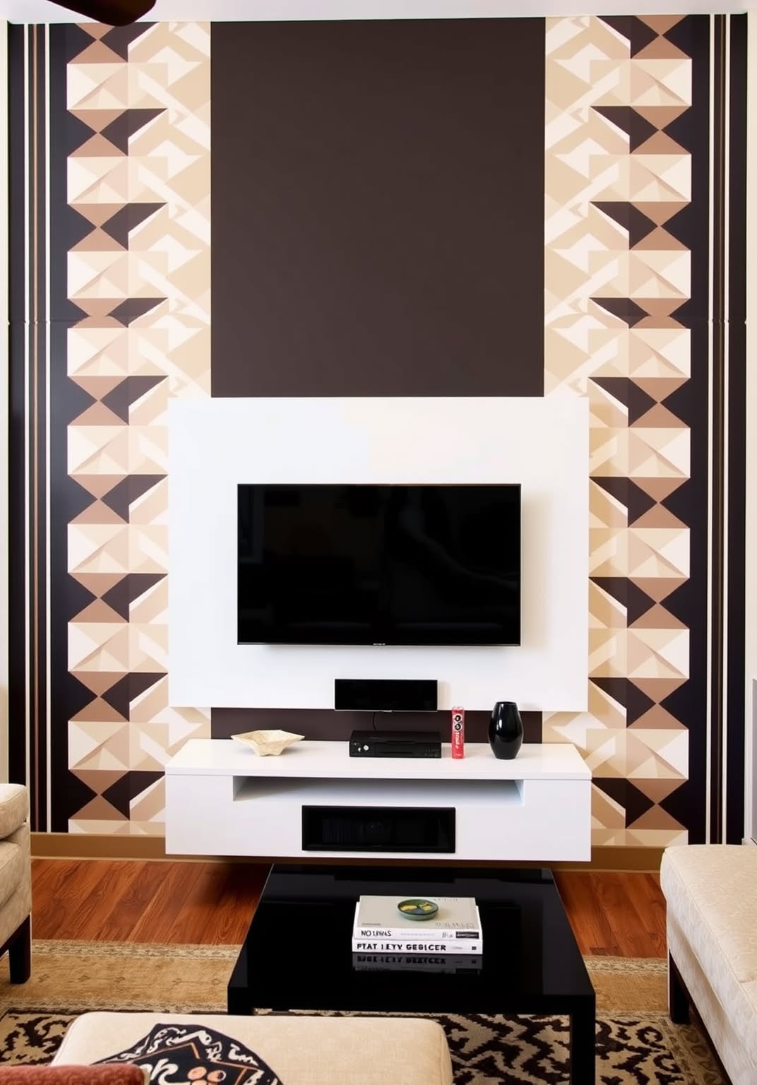 17. Bold Accent Wall with Geometric Patterns