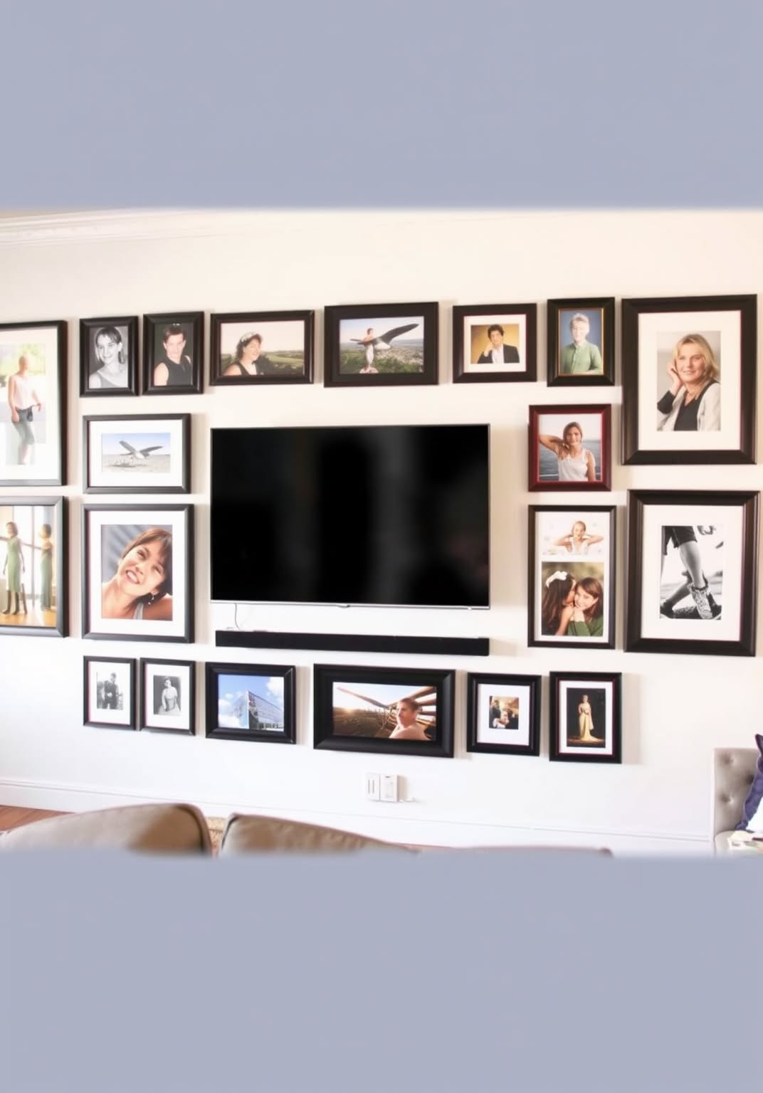 22. Gallery Wall with the TV as the Focal Point