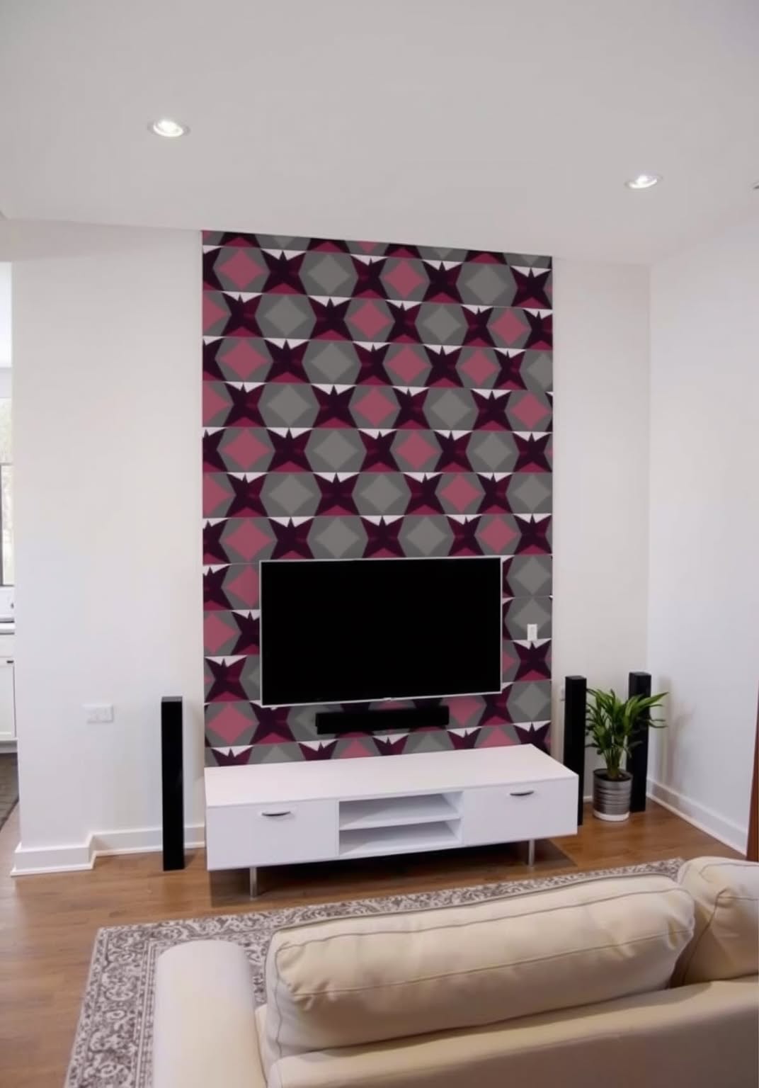 24. Accent Wall with Geometric Patterns
