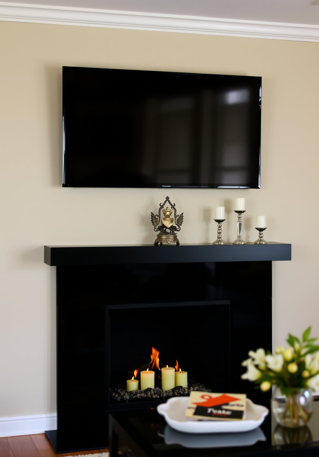 25. Multifunctional TV Wall with a Fireplace