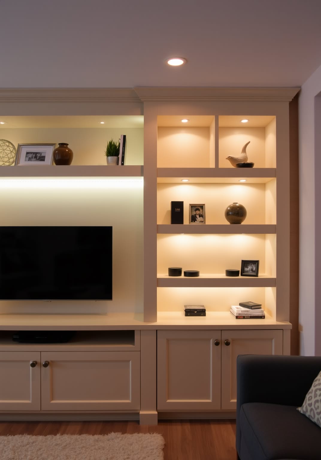 3. Built-In Media Unit with Ambient Lighting