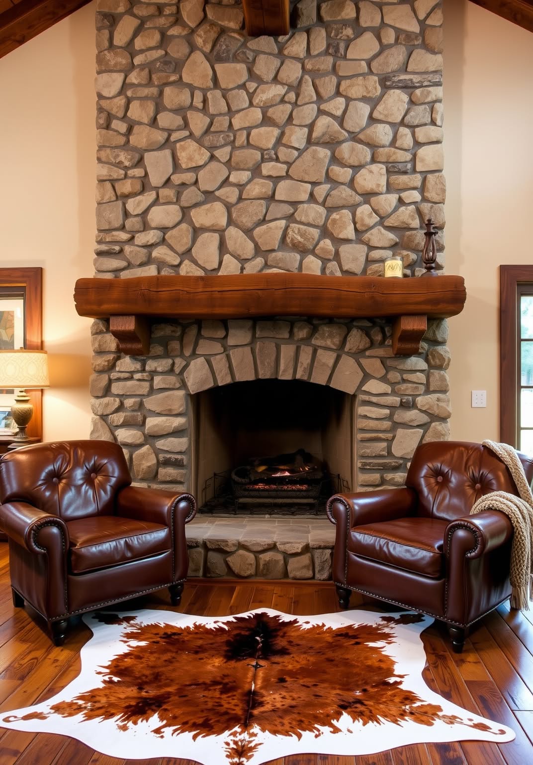 3. Rustic Stone Fireplace for Cozy Vibes