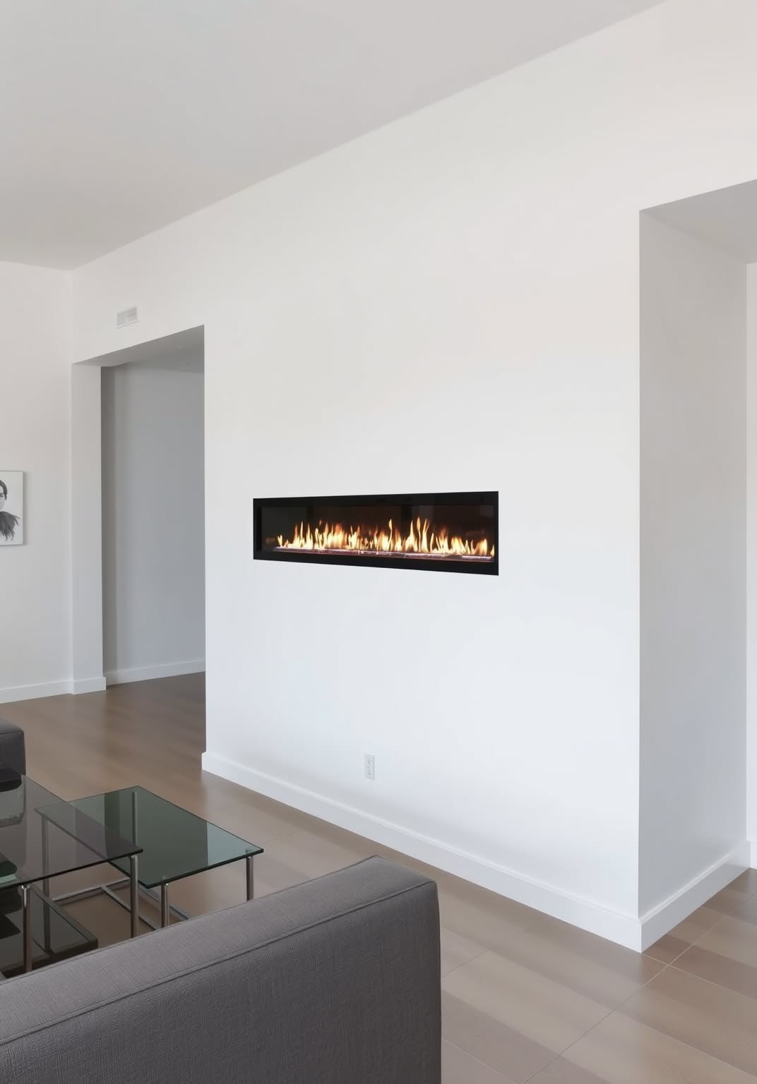 7. Sleek Linear Gas Fireplace for Modern Minimalism