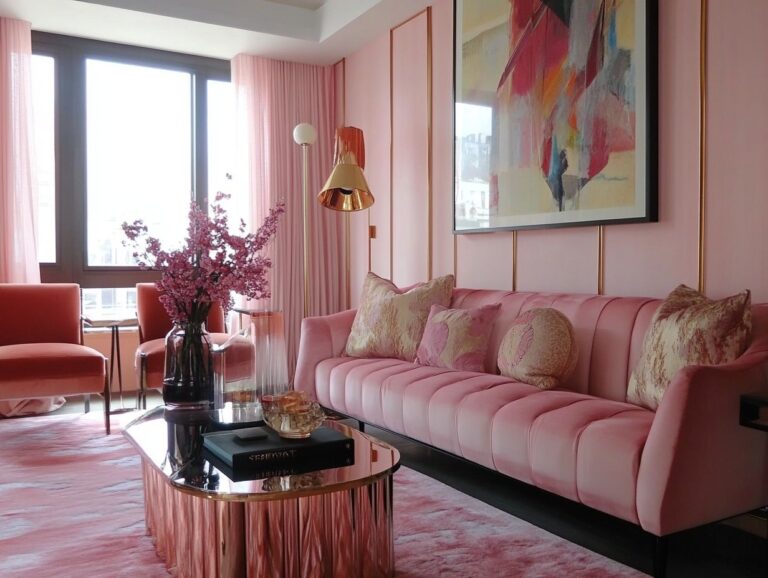 pink feminine living room