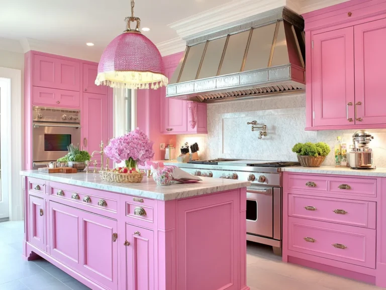 pink kitchen cabinets