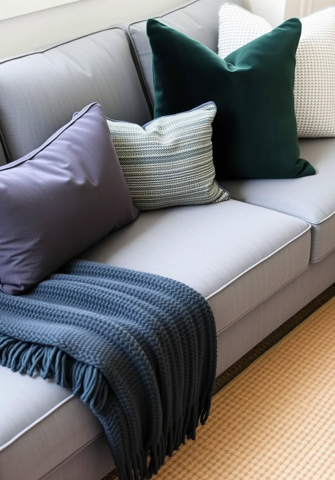 13. Incorporate Dark Green Throw Pillows for a Subtle Pop of Color