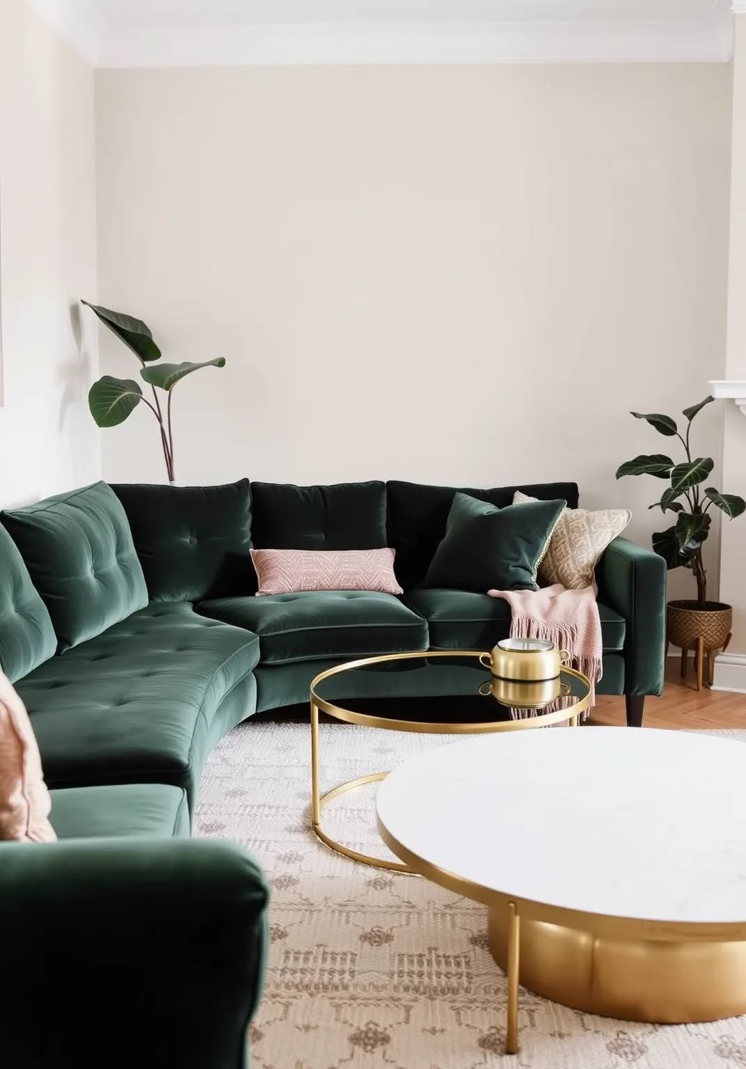 22. Green Velvet Sofa as the Focal Point