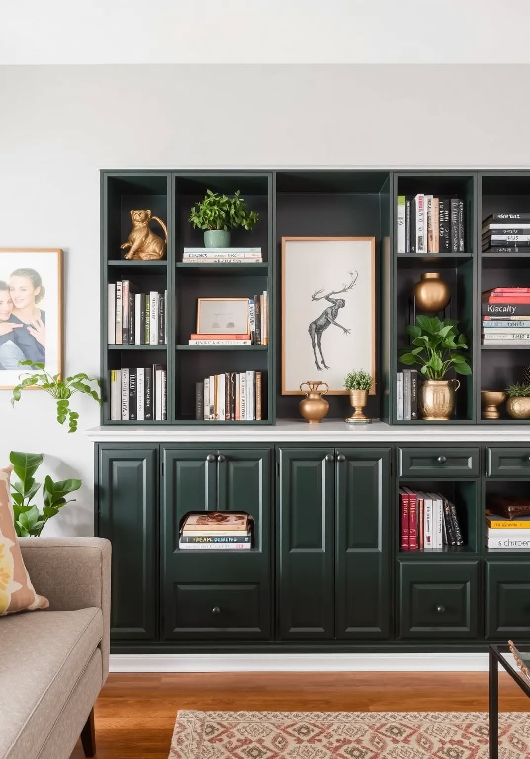 4. Use Dark Green Cabinetry for a Luxe Look
