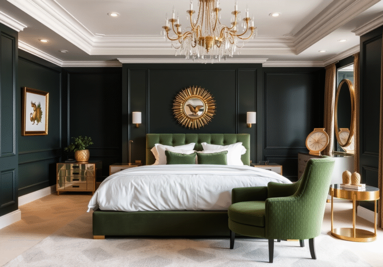 dark green bedroom