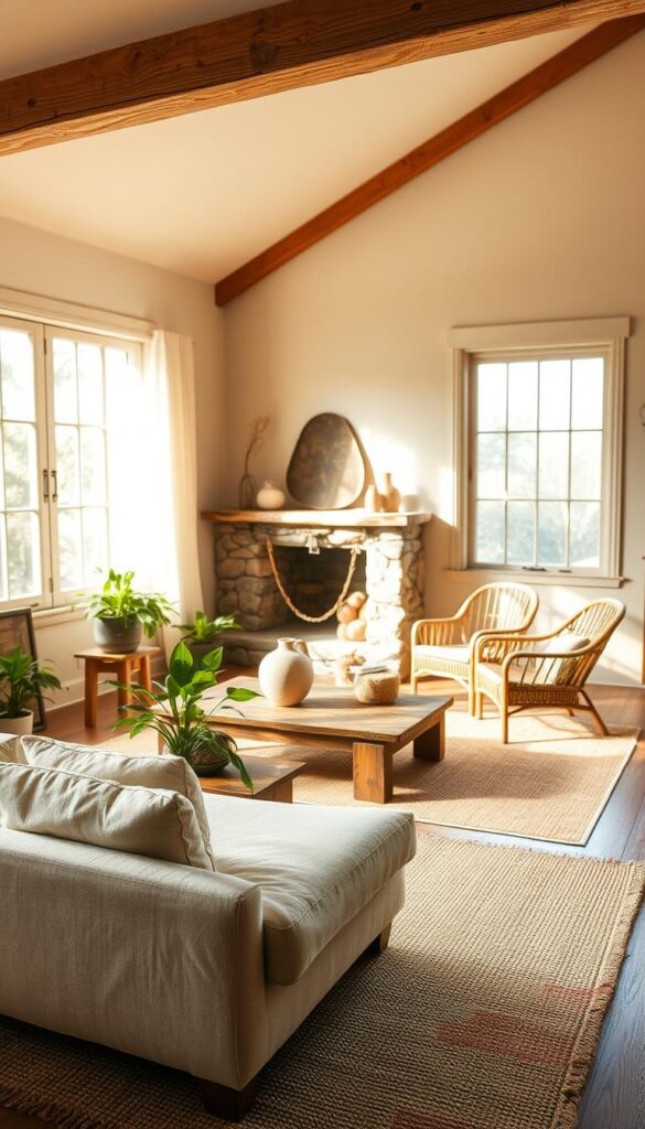 nature elements in Wabi Sabi living room nature elements in Wabi Sabi living room