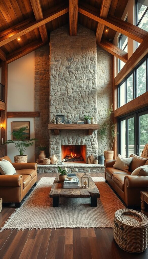 rustic living room with natural materials rustic living room with natural materials