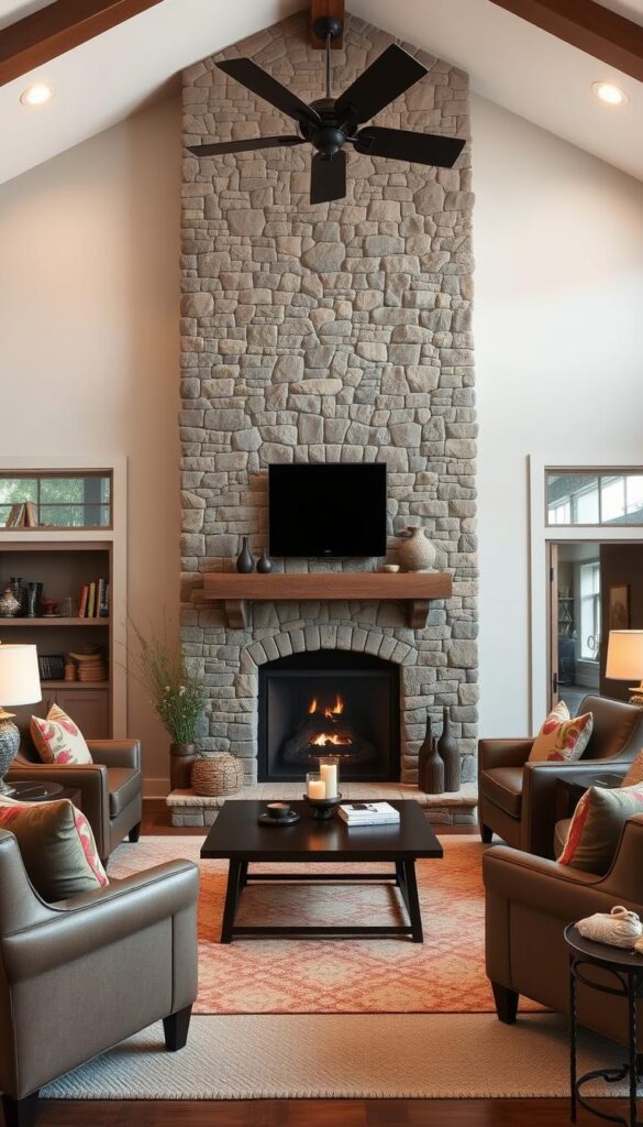 stone fireplace living room stone fireplace living room