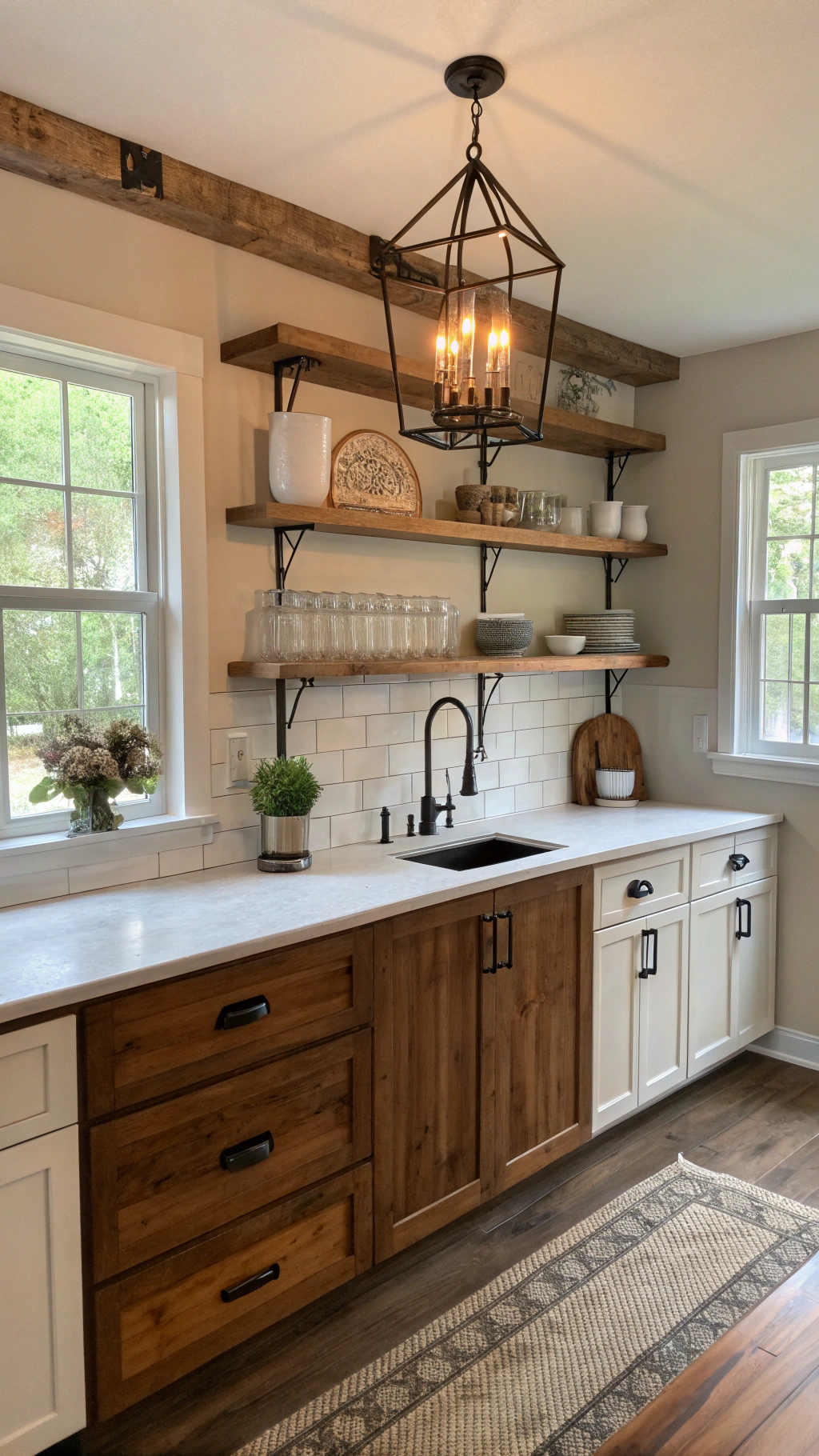 9. Farmhouse Style Kitchen Cabinets: Mix and Match Materials