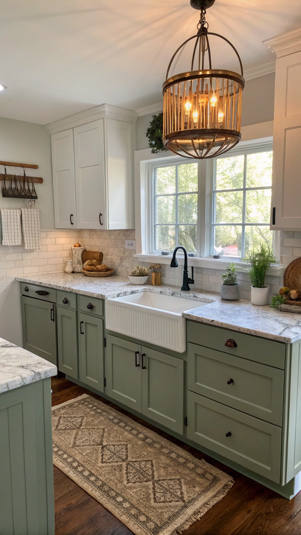 5. Farmhouse Painted Kitchen Cabinets Ideas: Add a Pop of Color