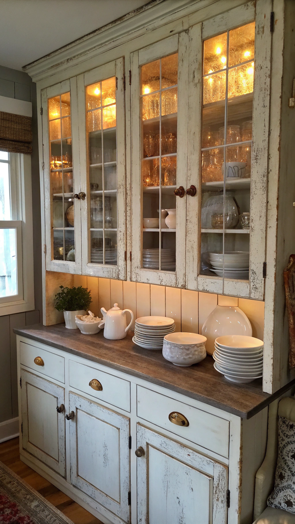 7. Kitchen Cabinets Farmhouse Style: Add Glass Fronts