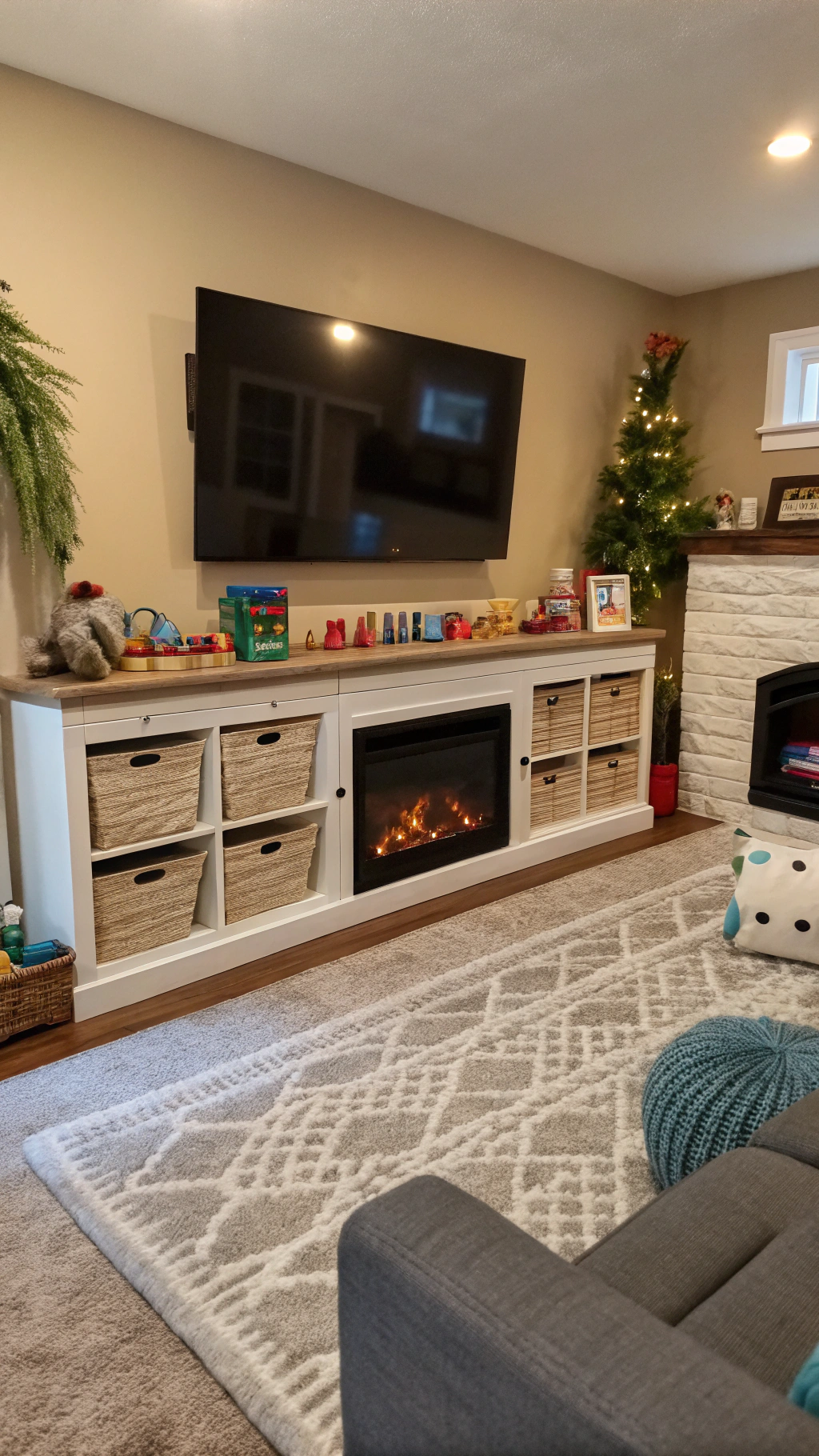 How to Create a Fireplace TV Wall That’s Kid and Pet-Friendly