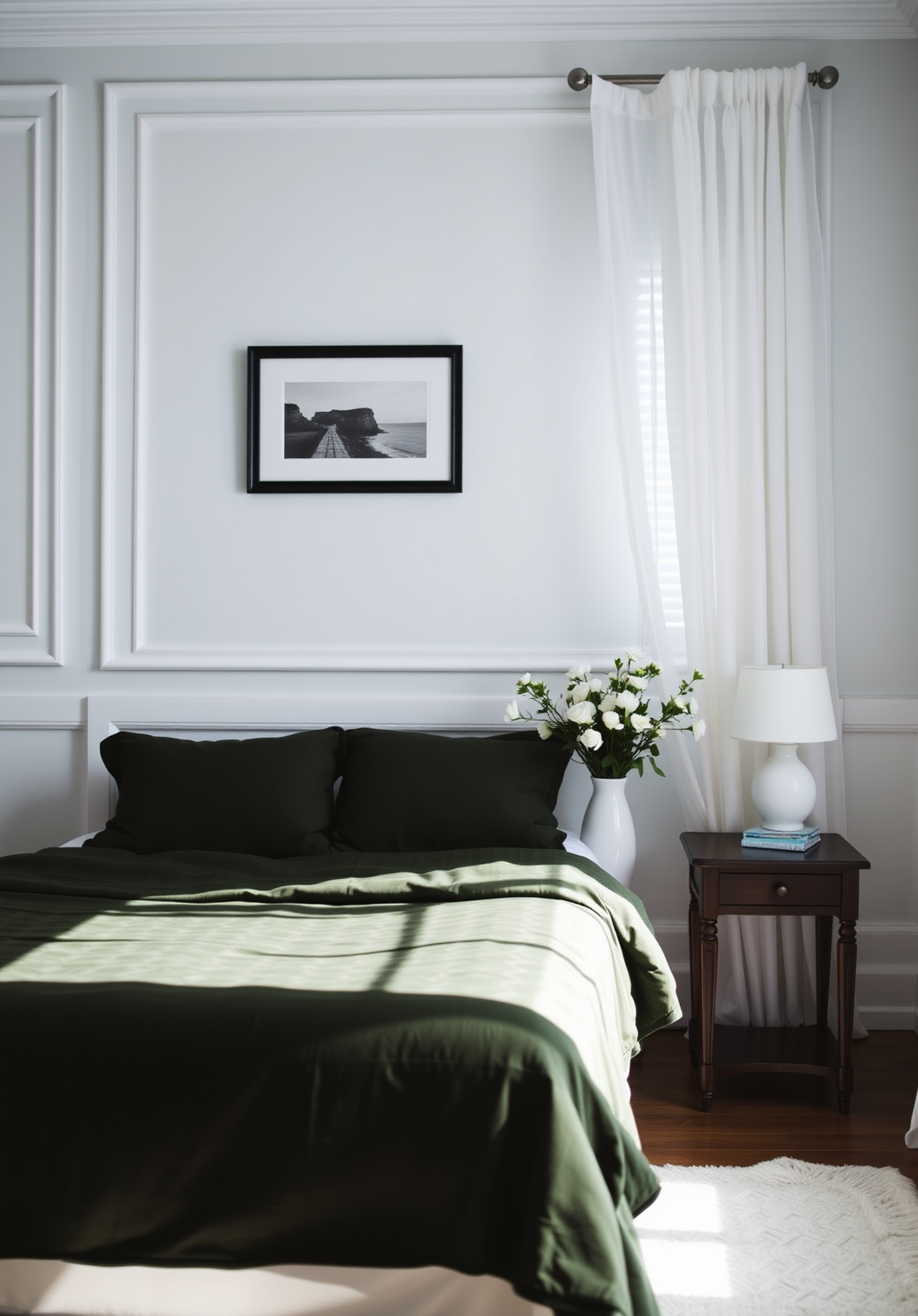 7. Dark Green and White Contrast