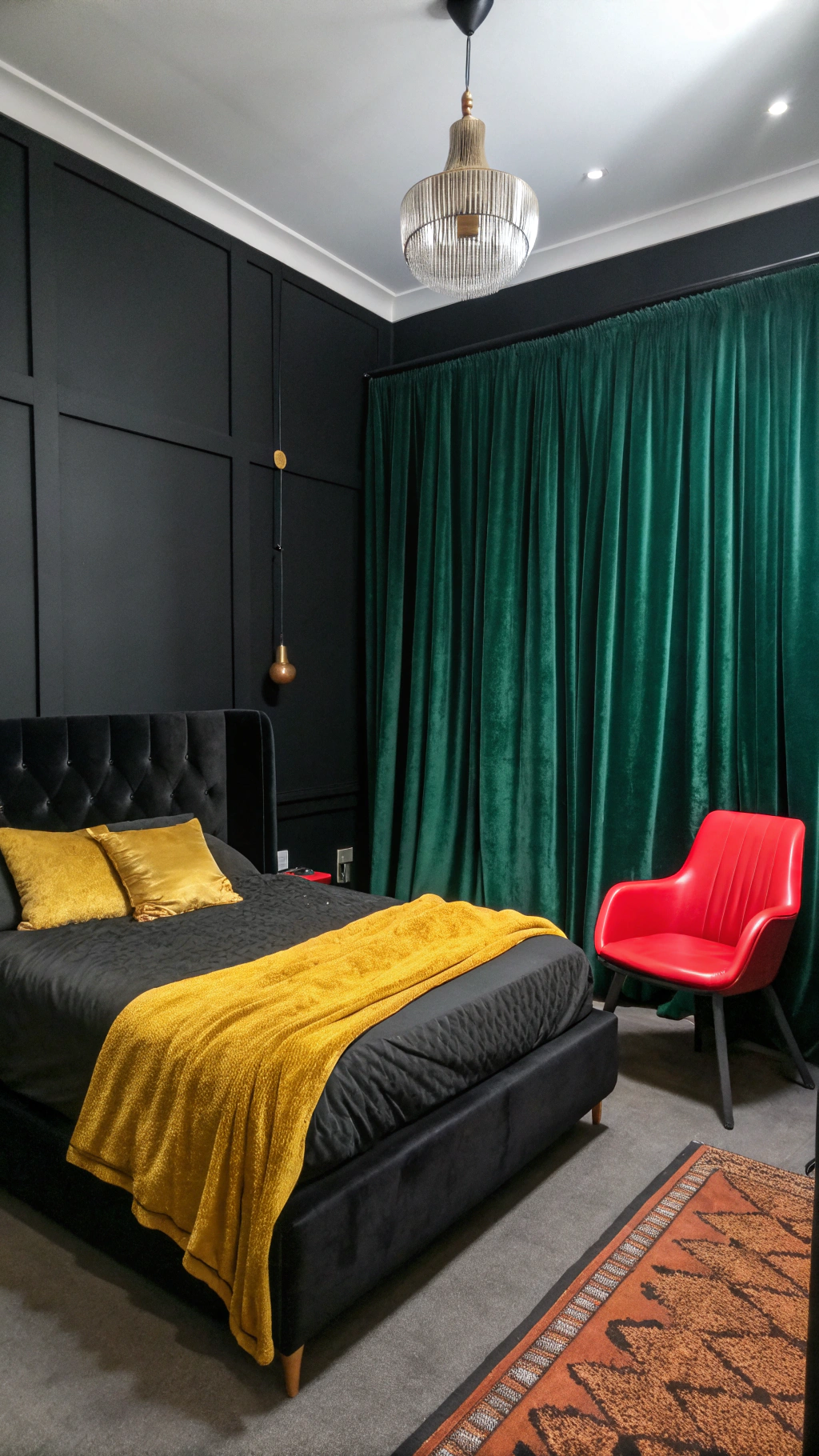7. Black Rooms with Pops of Color