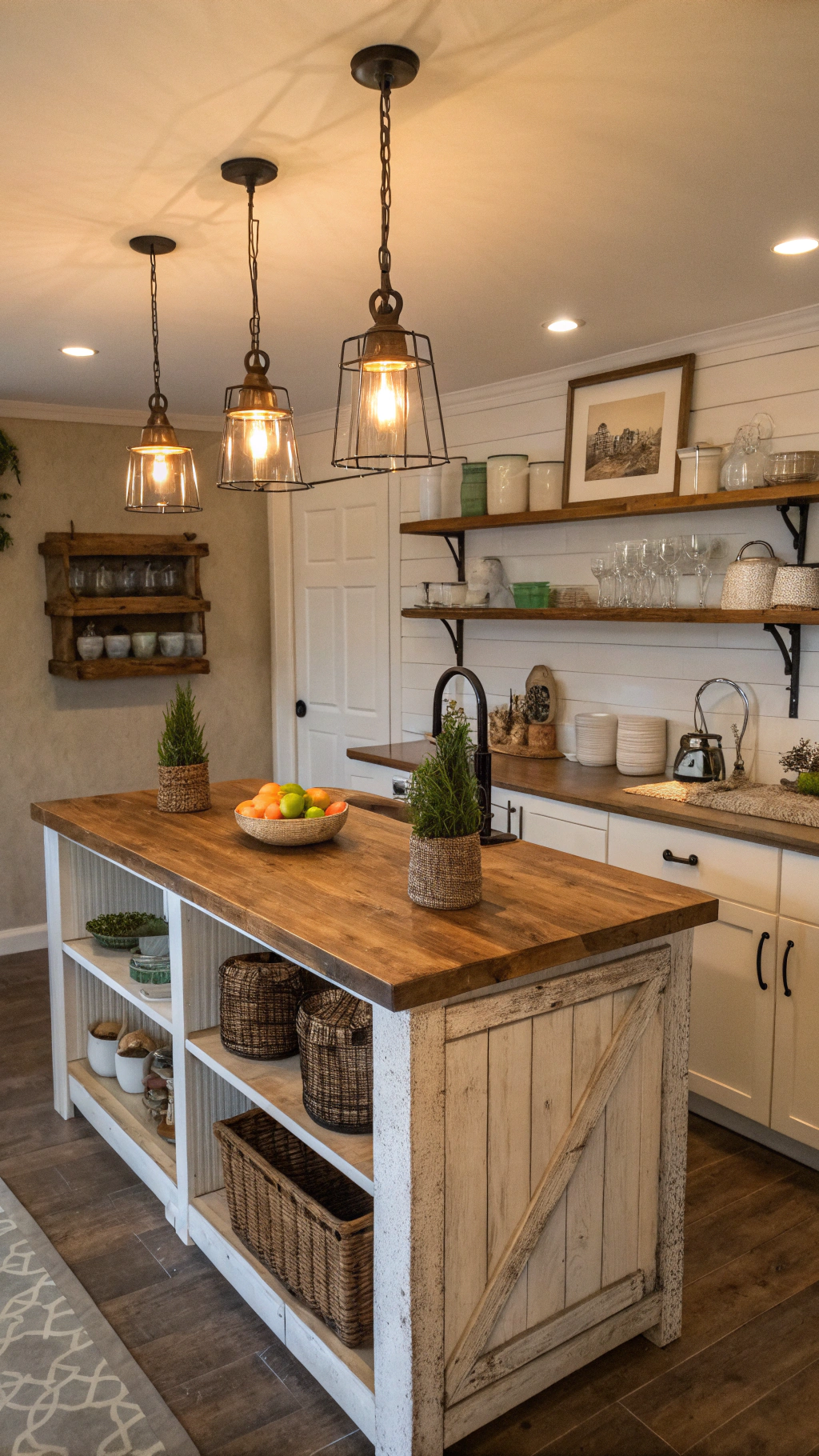 small farmhouse kitchen on a budget: Affordable Rustic Farmhouse Kitchen Island Lights
