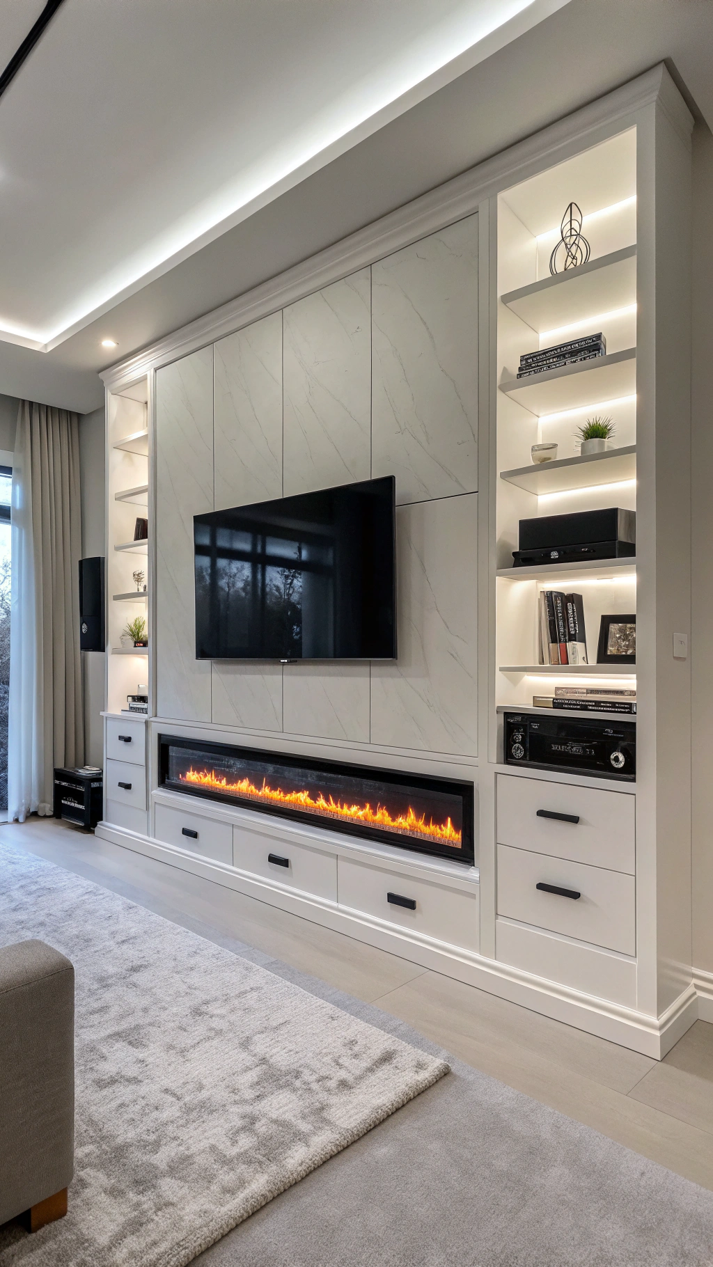 The Future of Living Room Design: Smart Fireplace TV Wall Ideas
