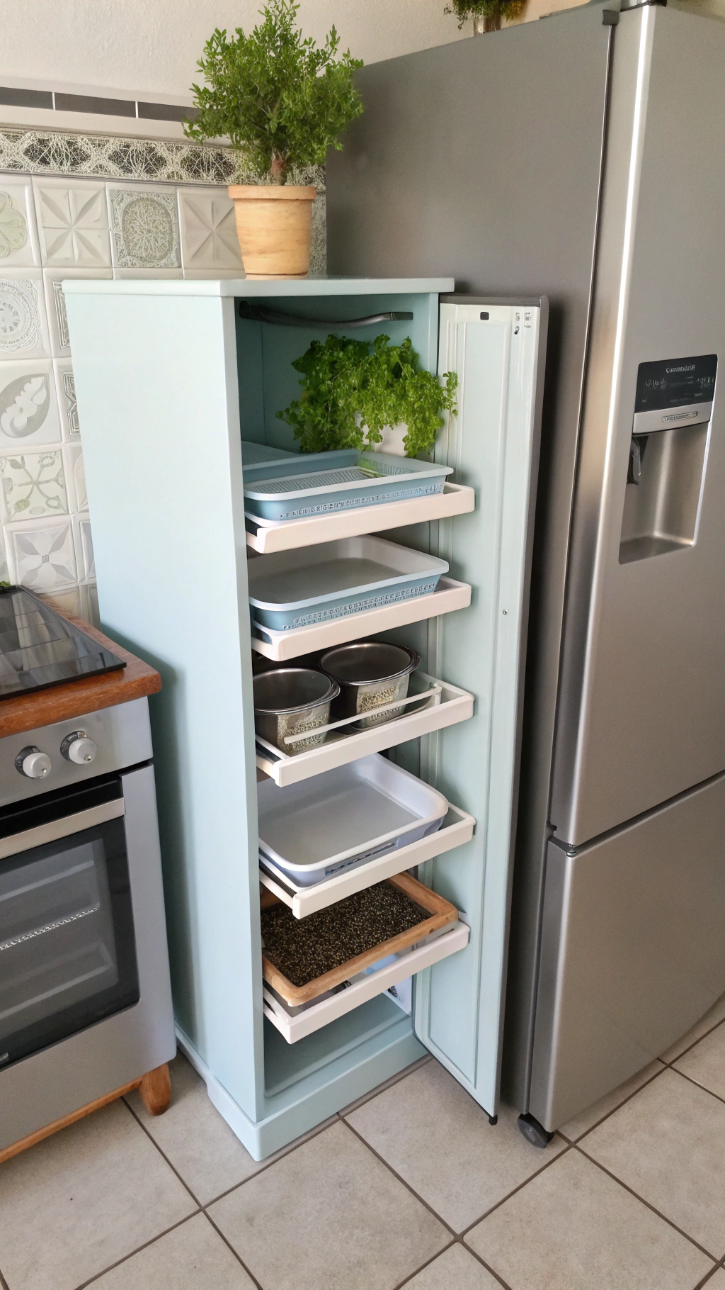 3. Slim and Tall: Kitchen Cabinets for Small Kitchen Narrow Spaces