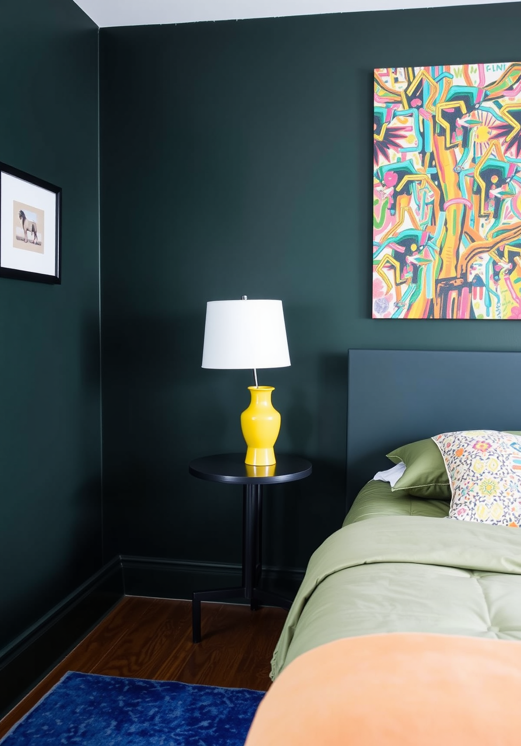 8. Dark Green with Pops of Color