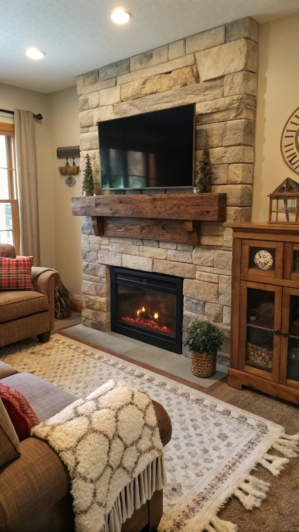 Rustic Charm: Fireplace and TV Wall Ideas for a Cozy Cabin Vibe