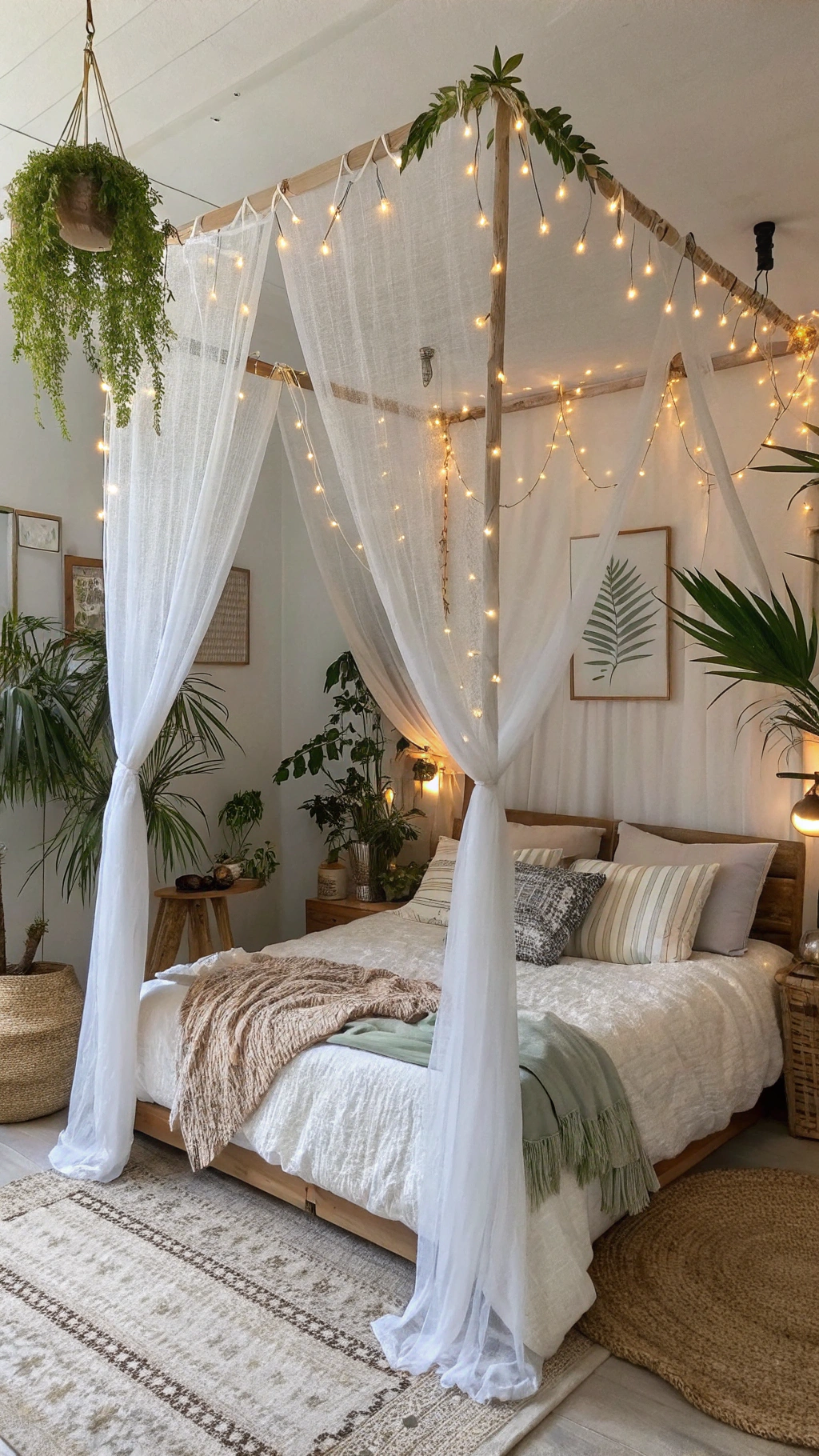 5. Add a Canopy Frame for a Dreamy Boho Chic Bedroom