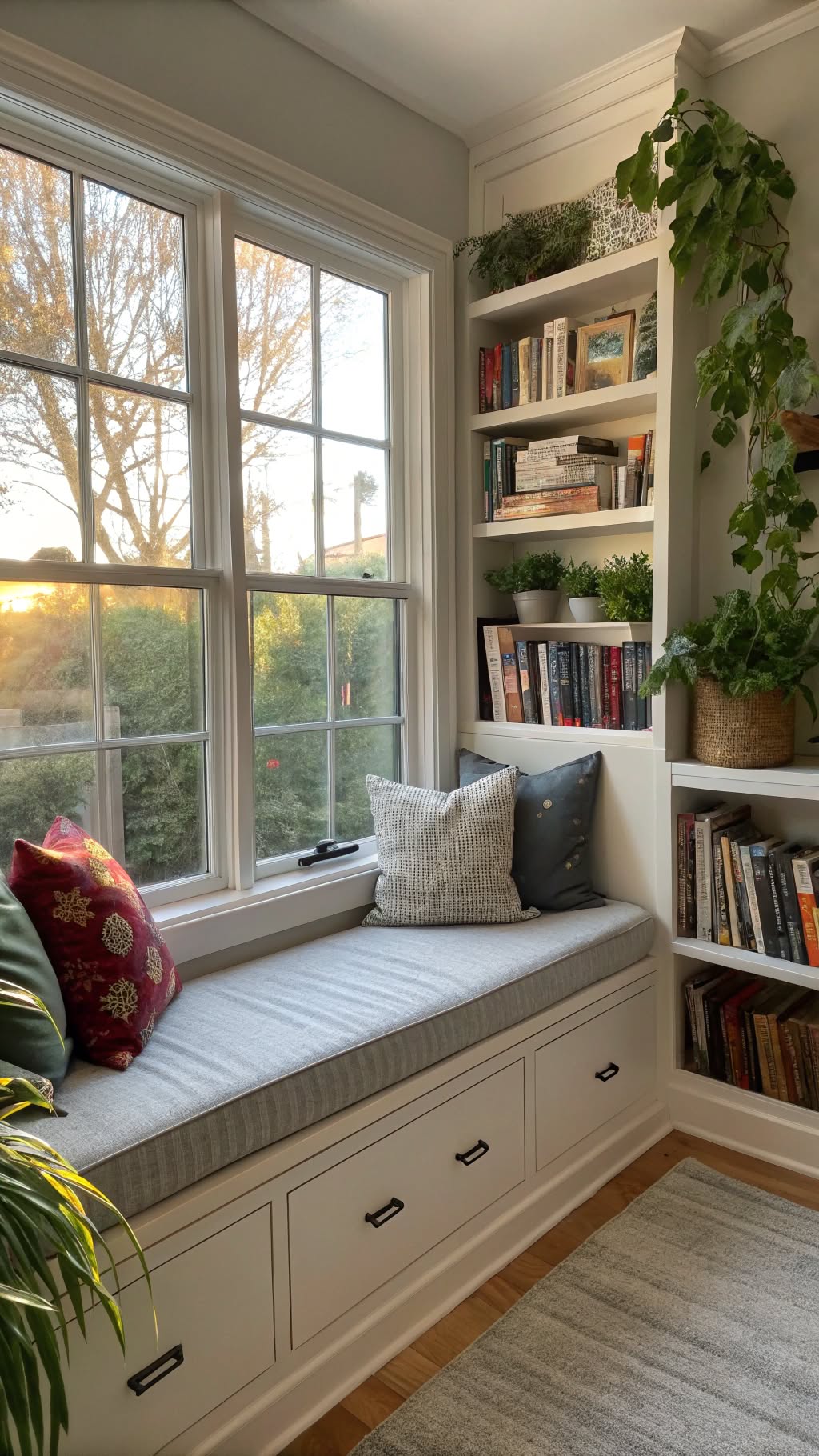 12. Built-In Window Seat Shelves