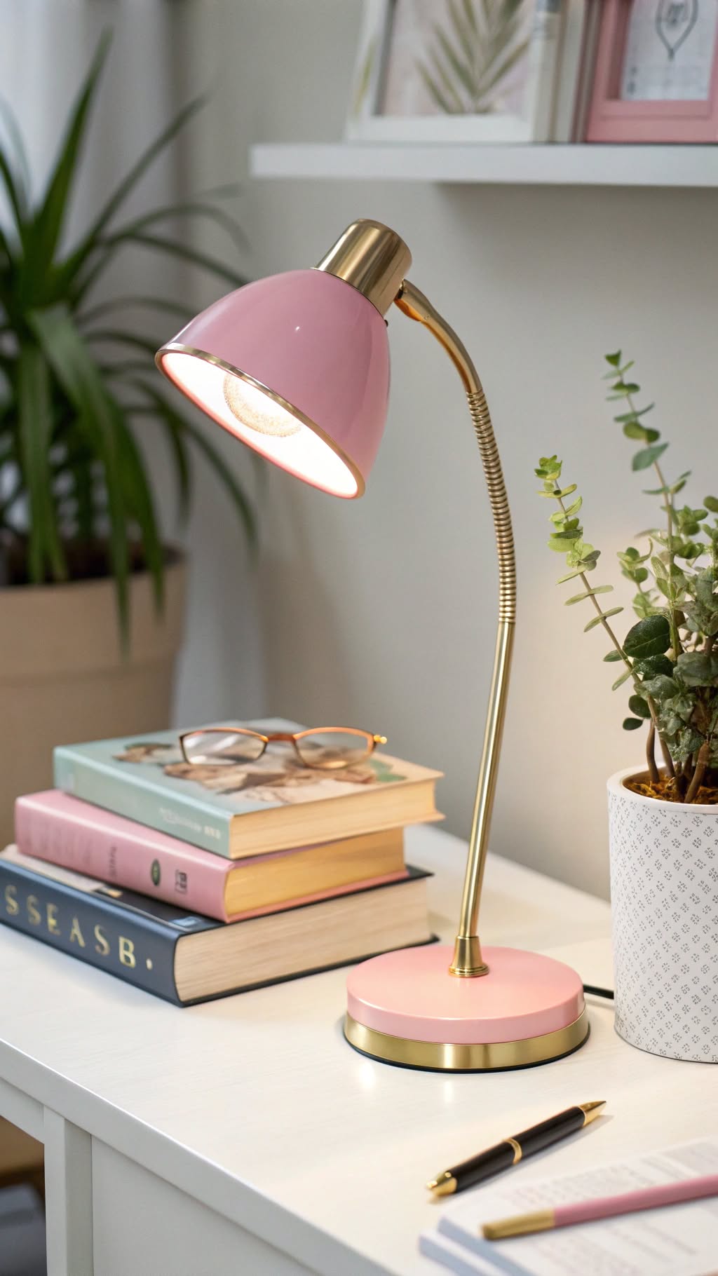 13. Pink Desk Lamp for a Soft Glow