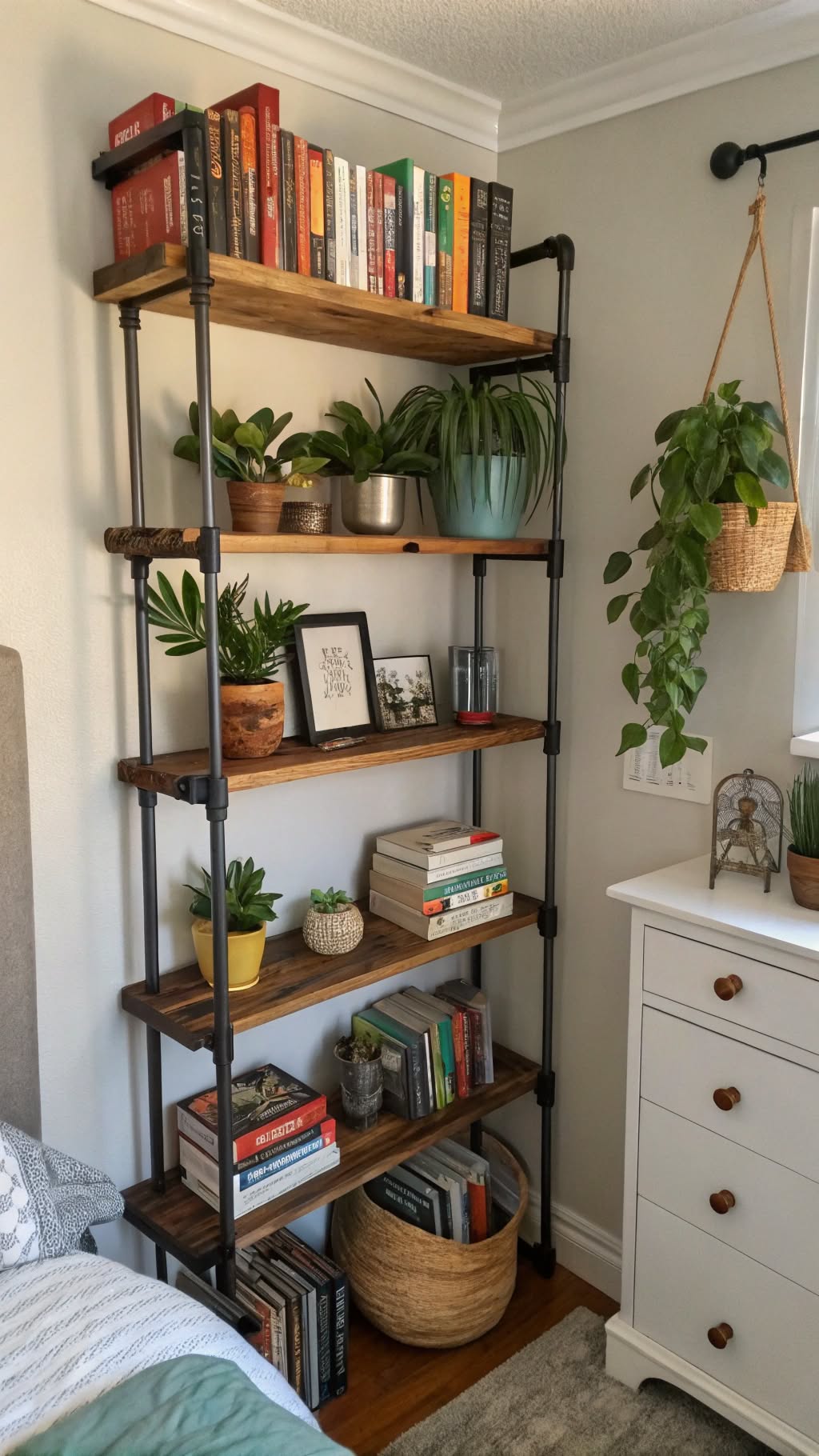 13. Pipe Shelving for Functional Decor