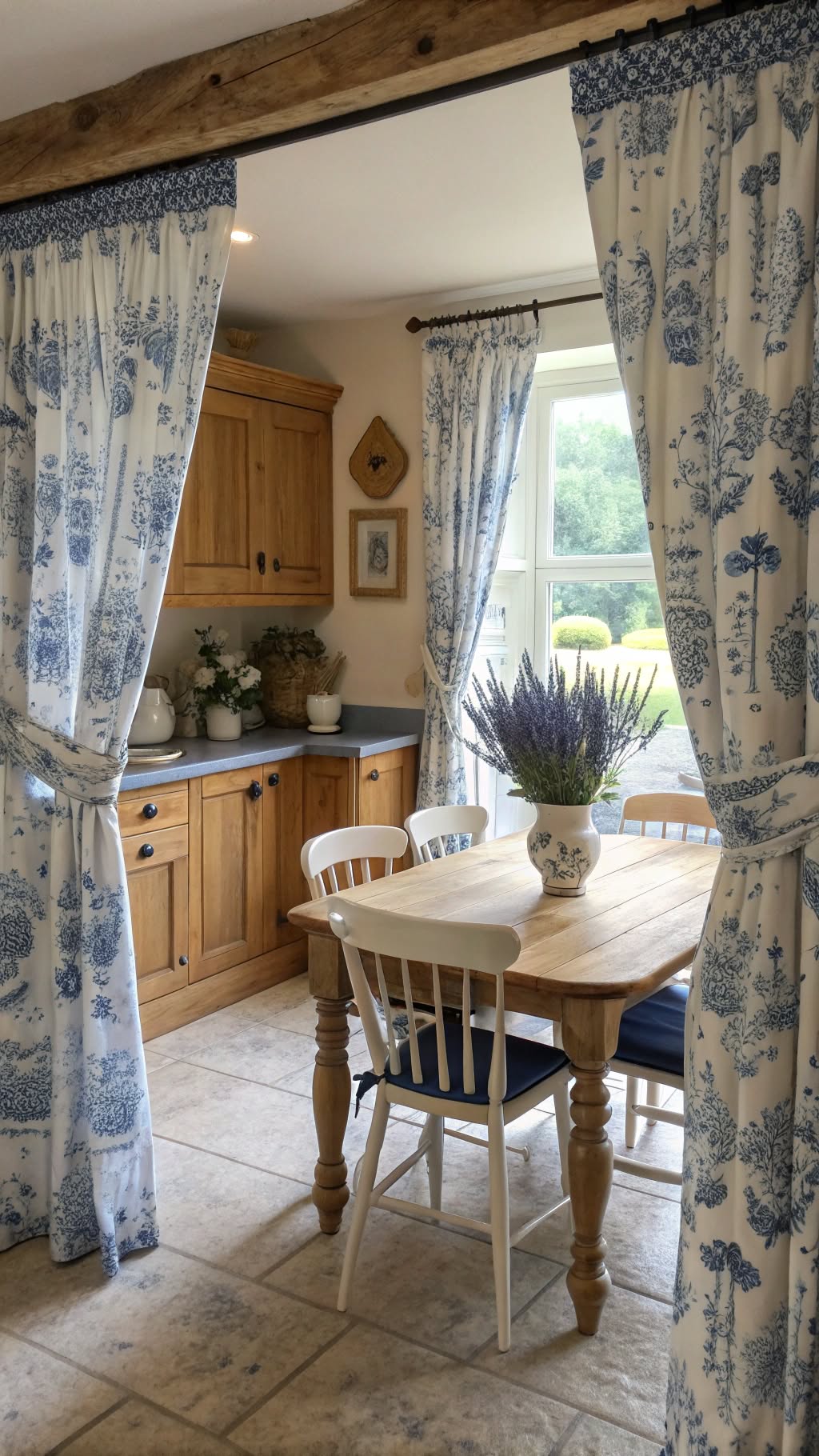 13. Toile Curtains for Timeless Appeal