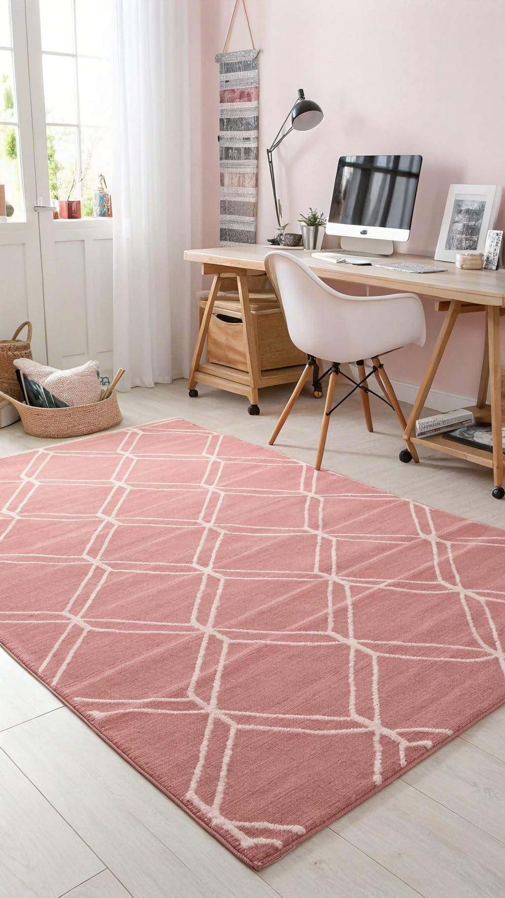 14. Pink Area Rug to Define Your Space