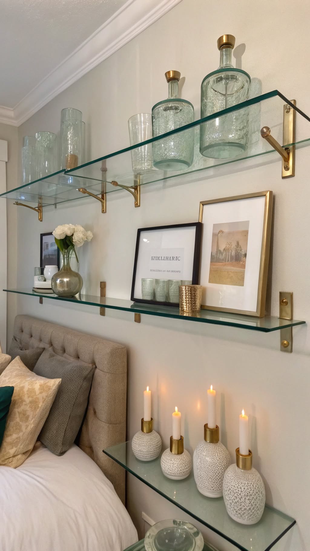 16. Glass Shelving for a Light and Airy Feel