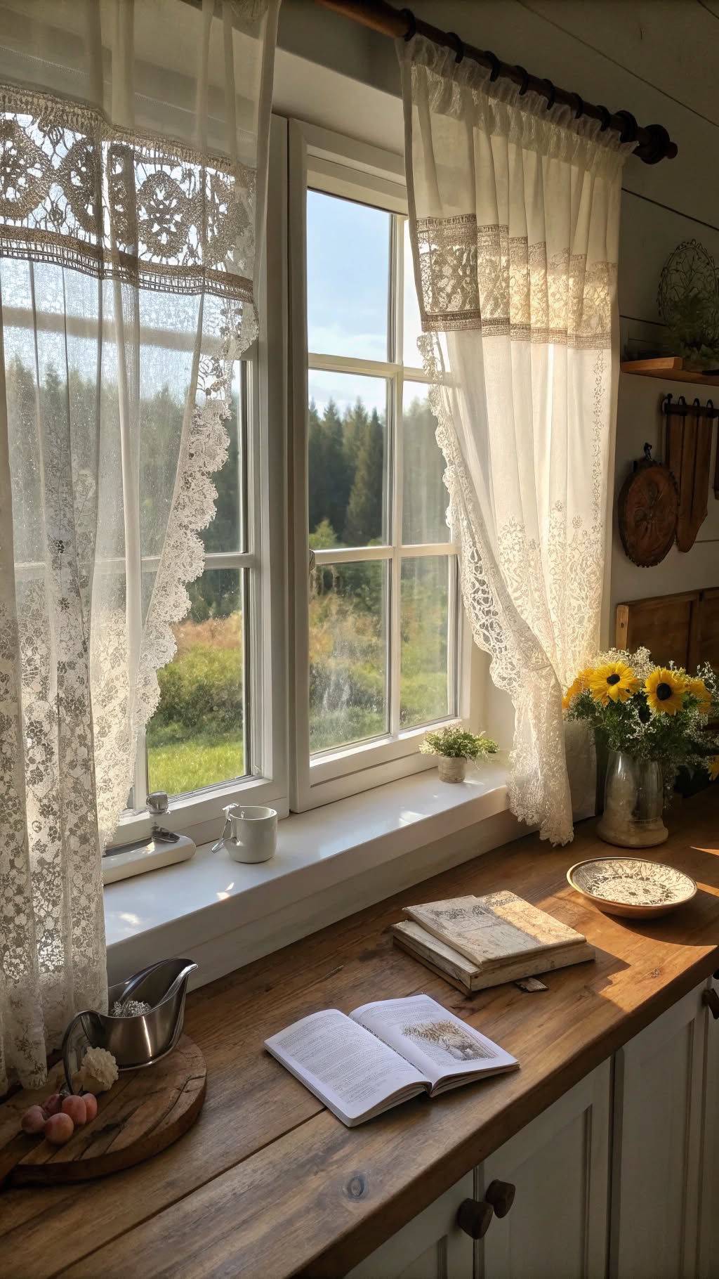 16. Lace Curtains for Kitchen Windows