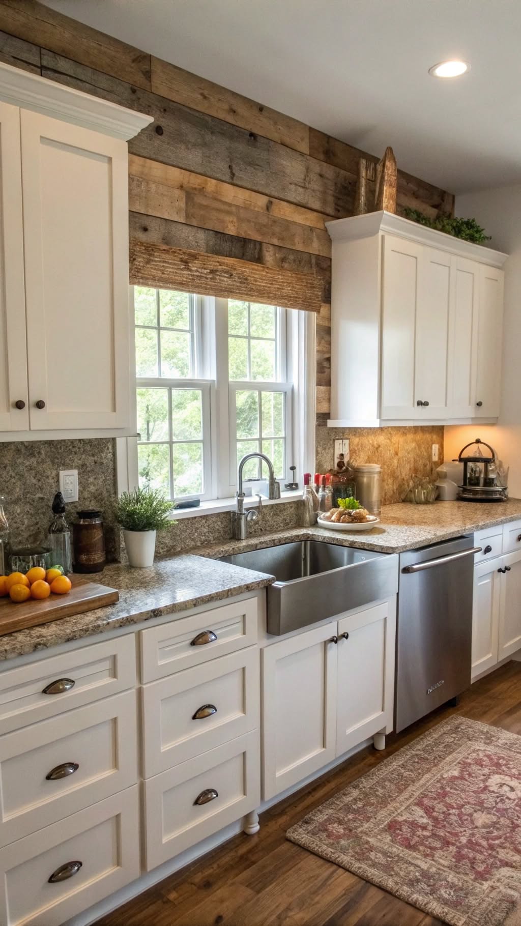 17. Use Reclaimed Wood for a Rustic Backsplash