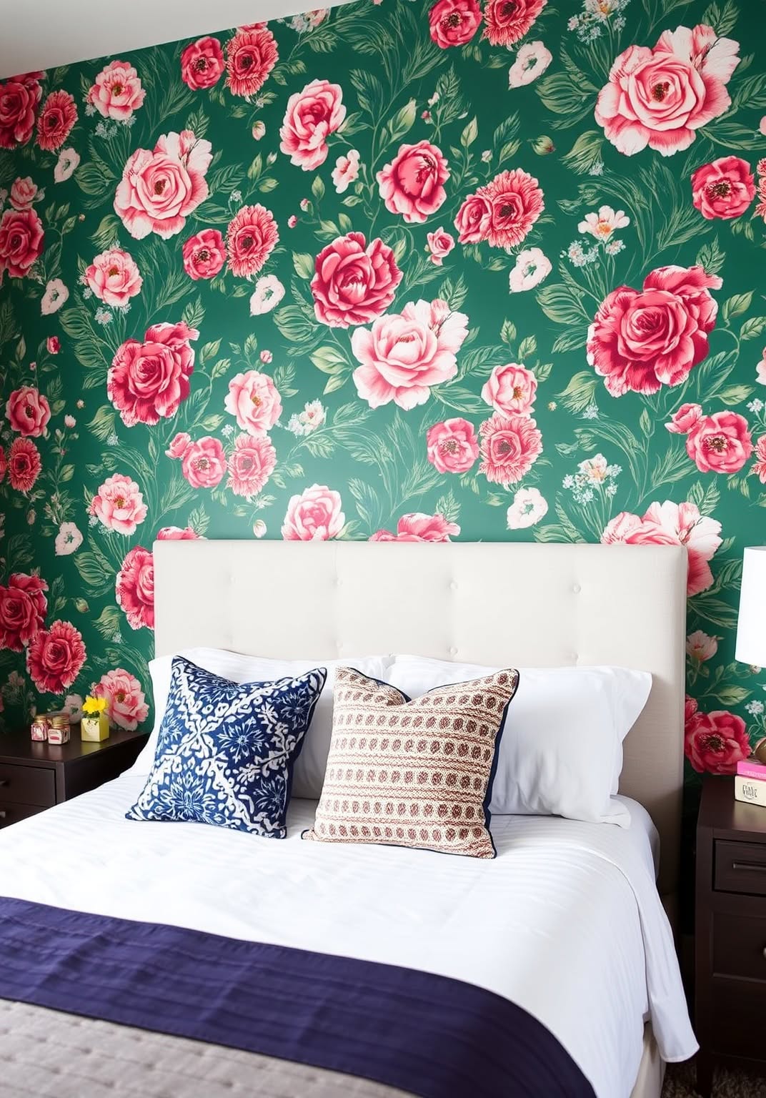 23. Bold Accent Wall with Wallpaper