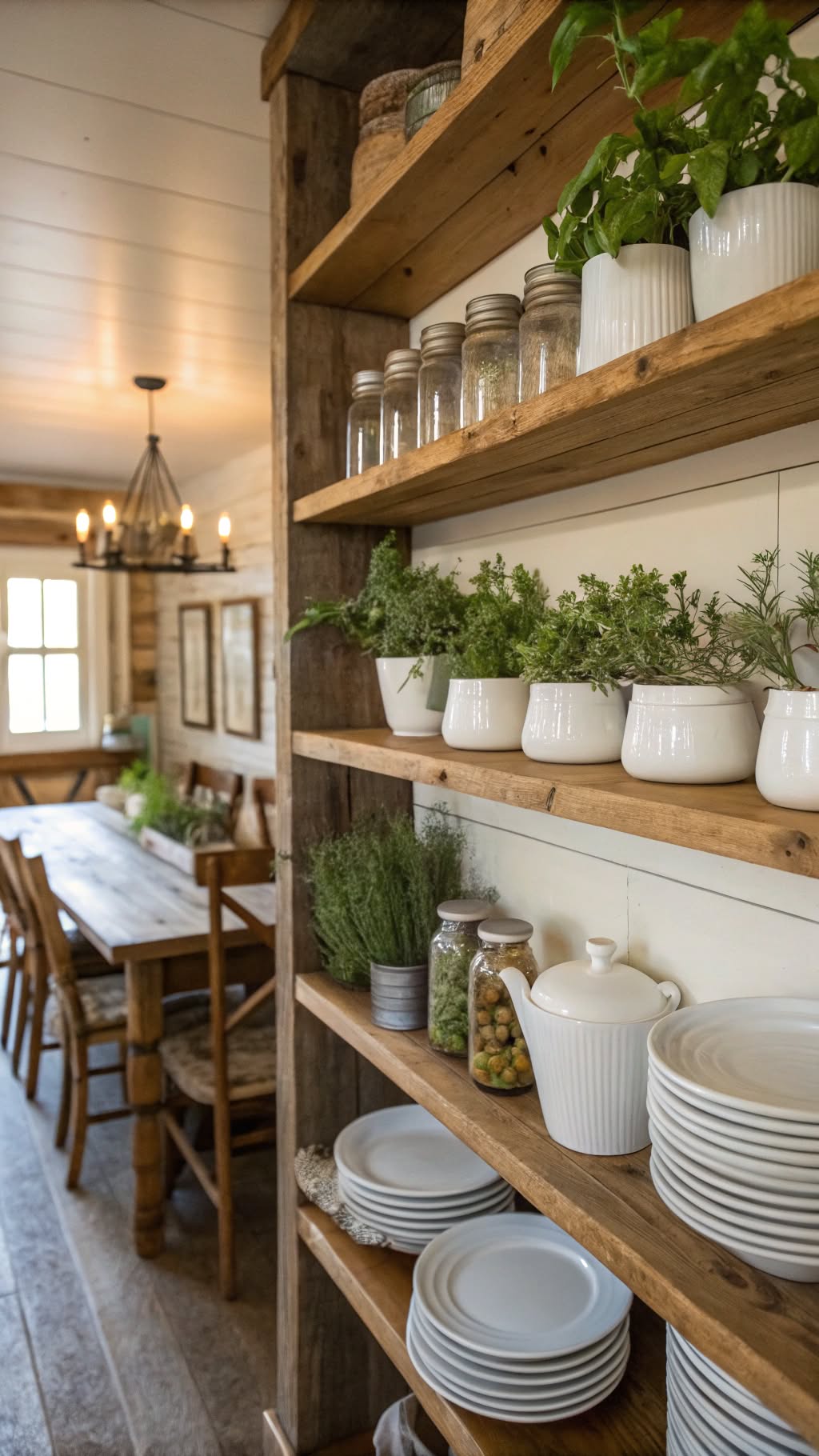 2. Add Open Shelving for Rustic Appeal