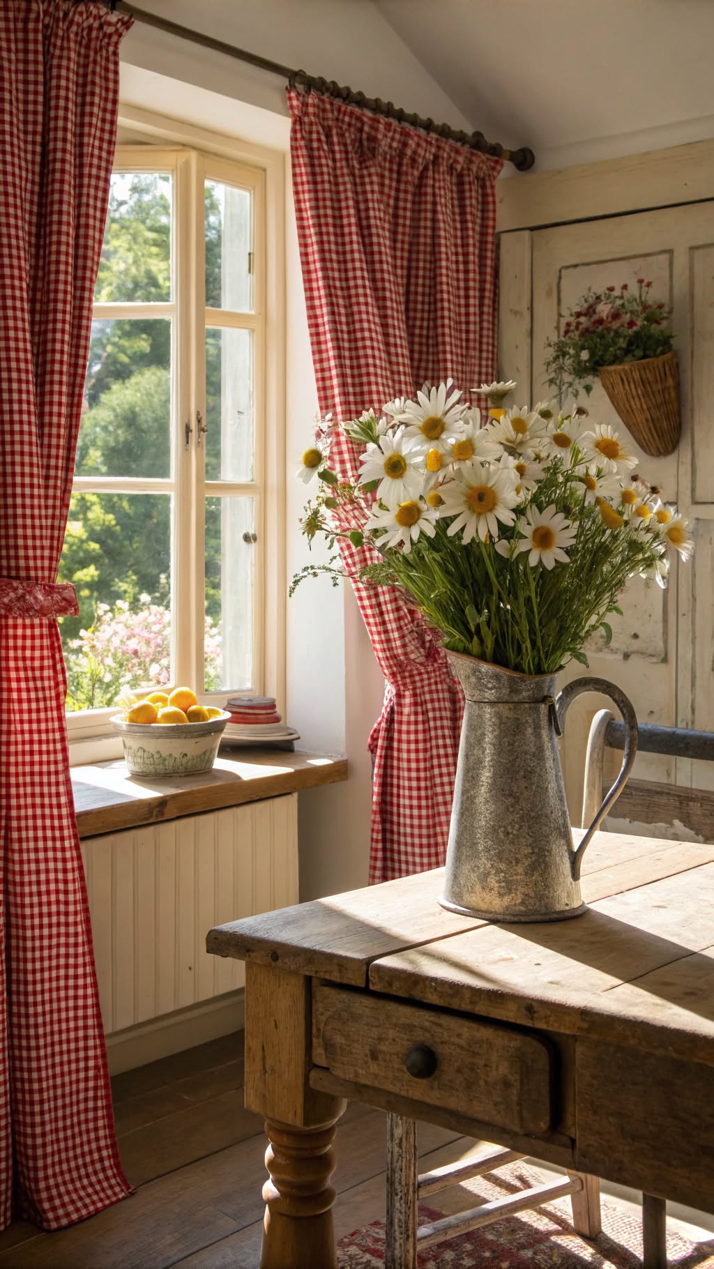 2. Gingham Check Curtains for a Charming Farmhouse Vibe