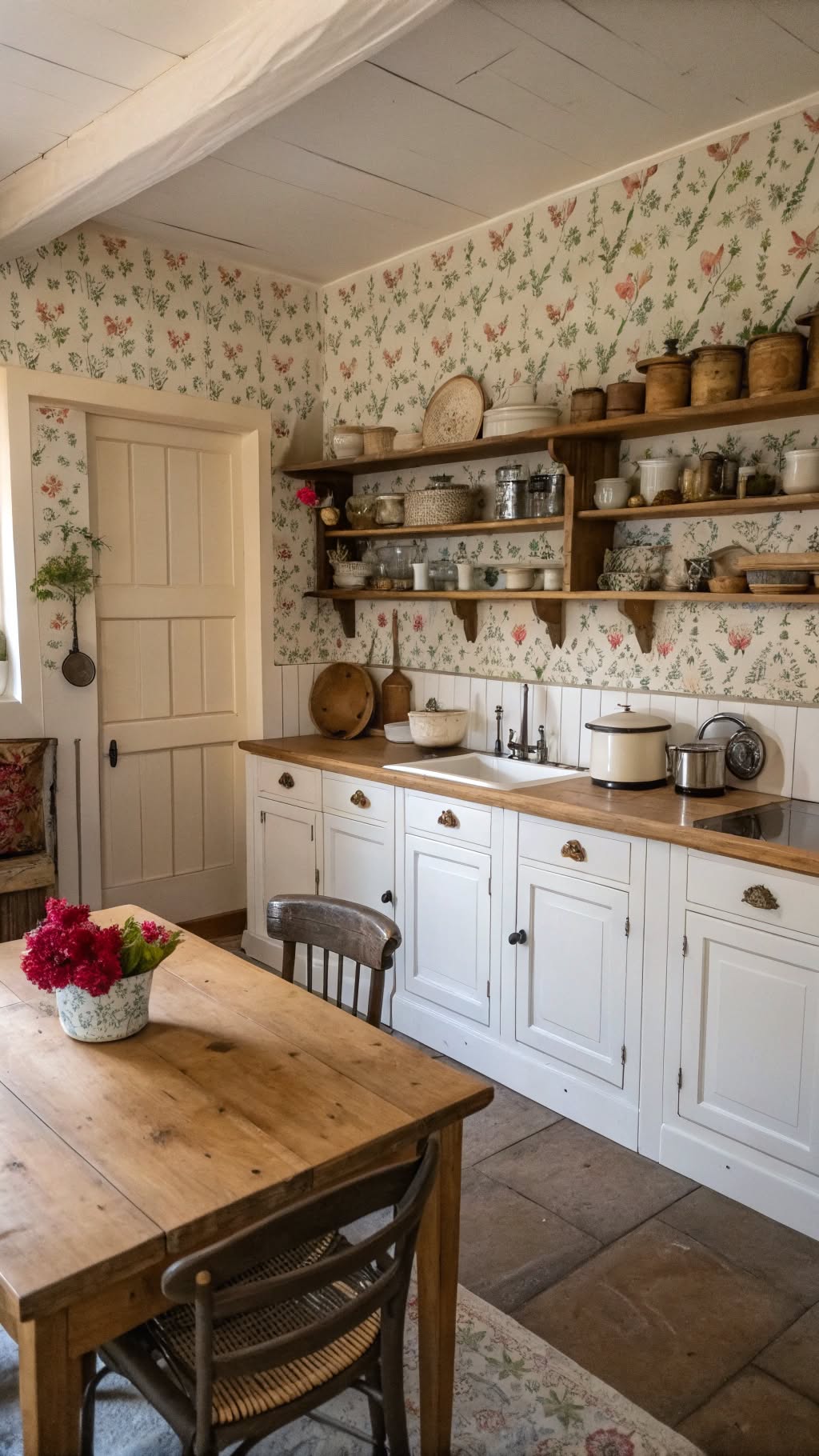 2. Vintage-Style Wallpaper with Floral Patterns