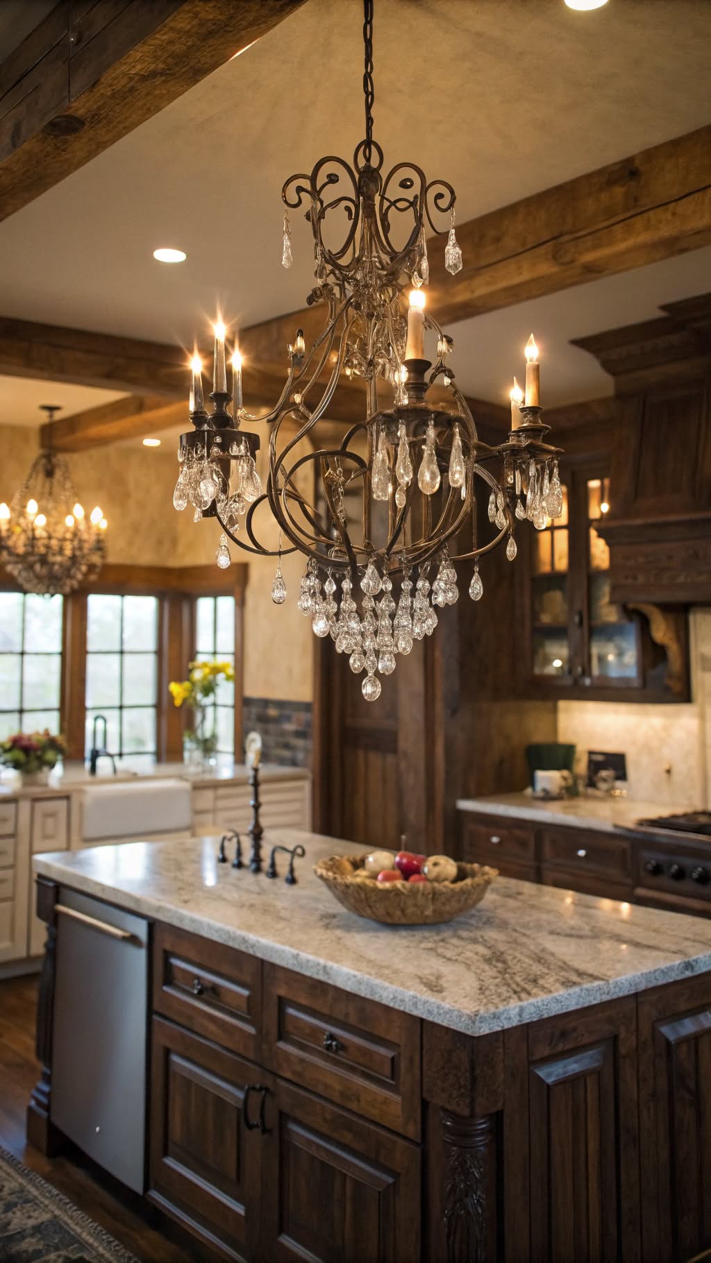 4. Ornate Chandeliers with Crystal Accents