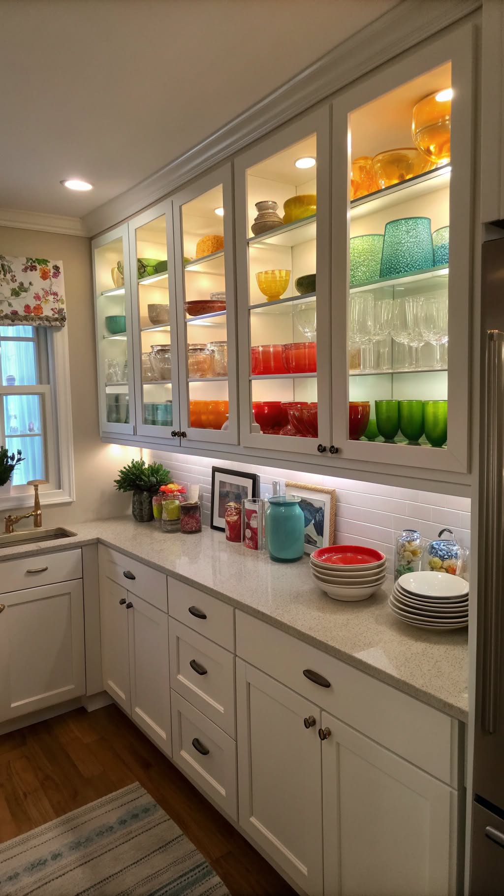 10. Use Glass-Front Cabinets for an Airy Feel