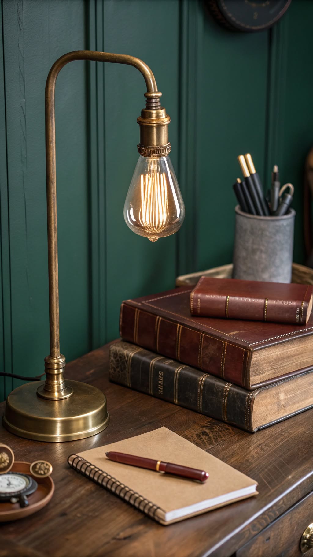 13. Vintage Desk Lamp with Edison Bulbs
