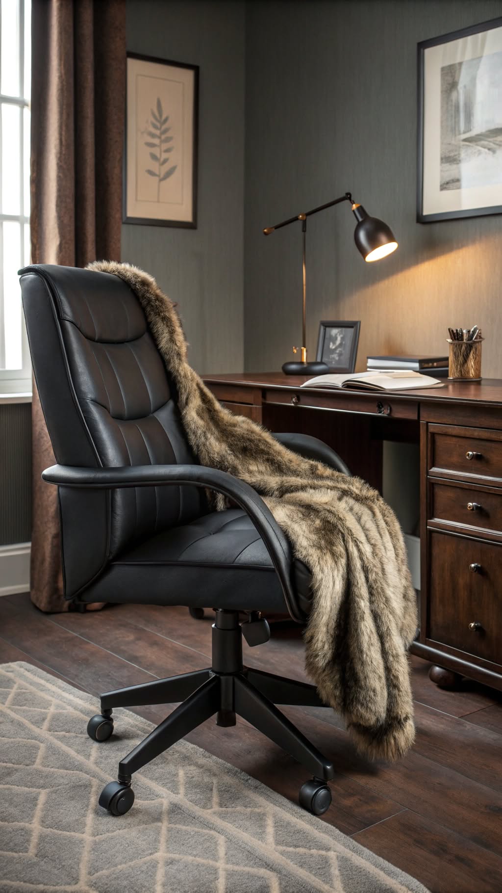 14. Dark Faux Leather Chair