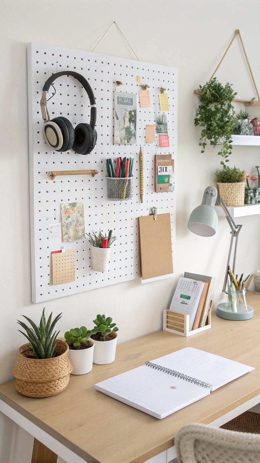 14. Wall-Mounted Pegboard for Organization