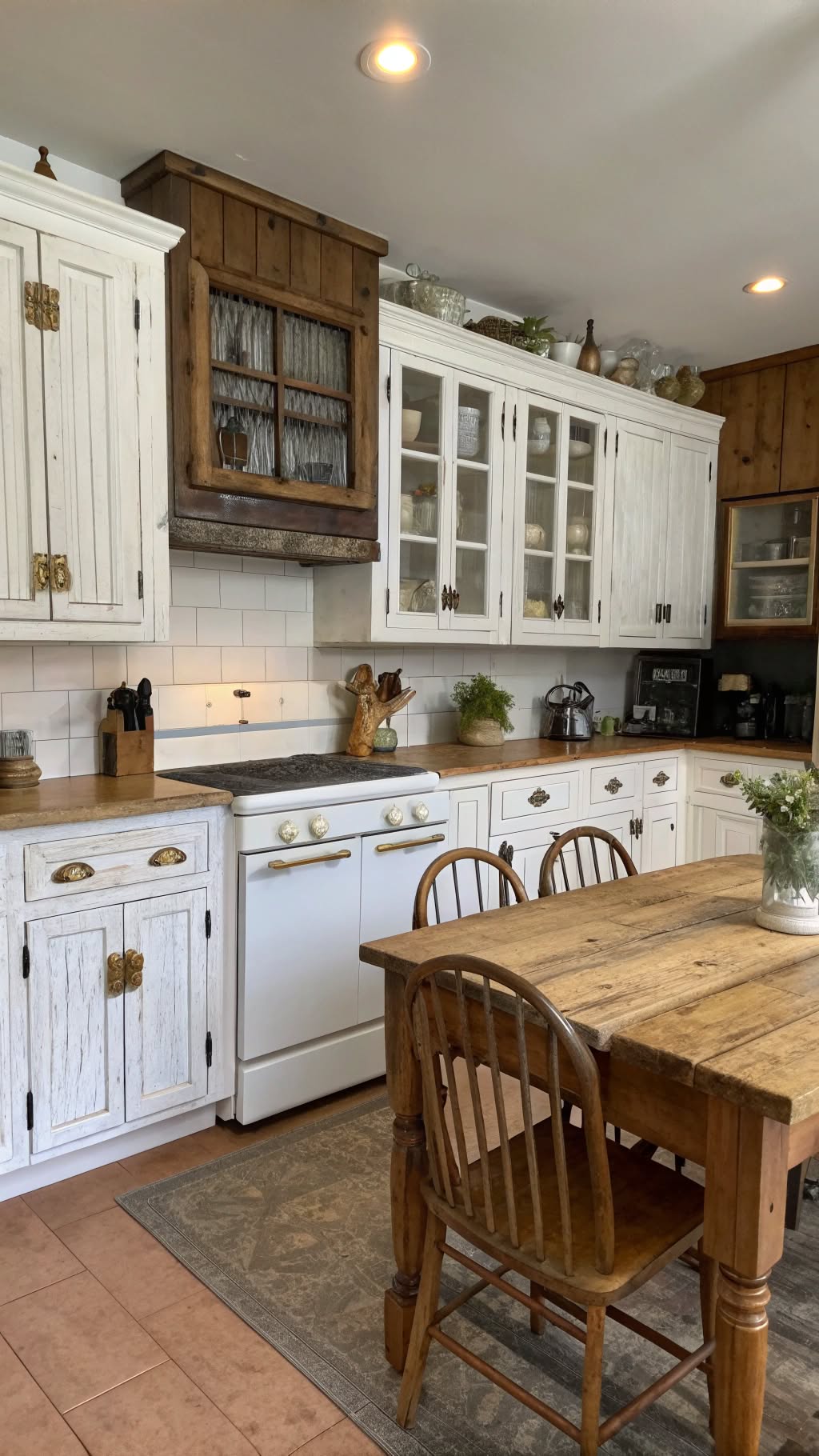 14. Weathered Wood and White for a Vintage Look