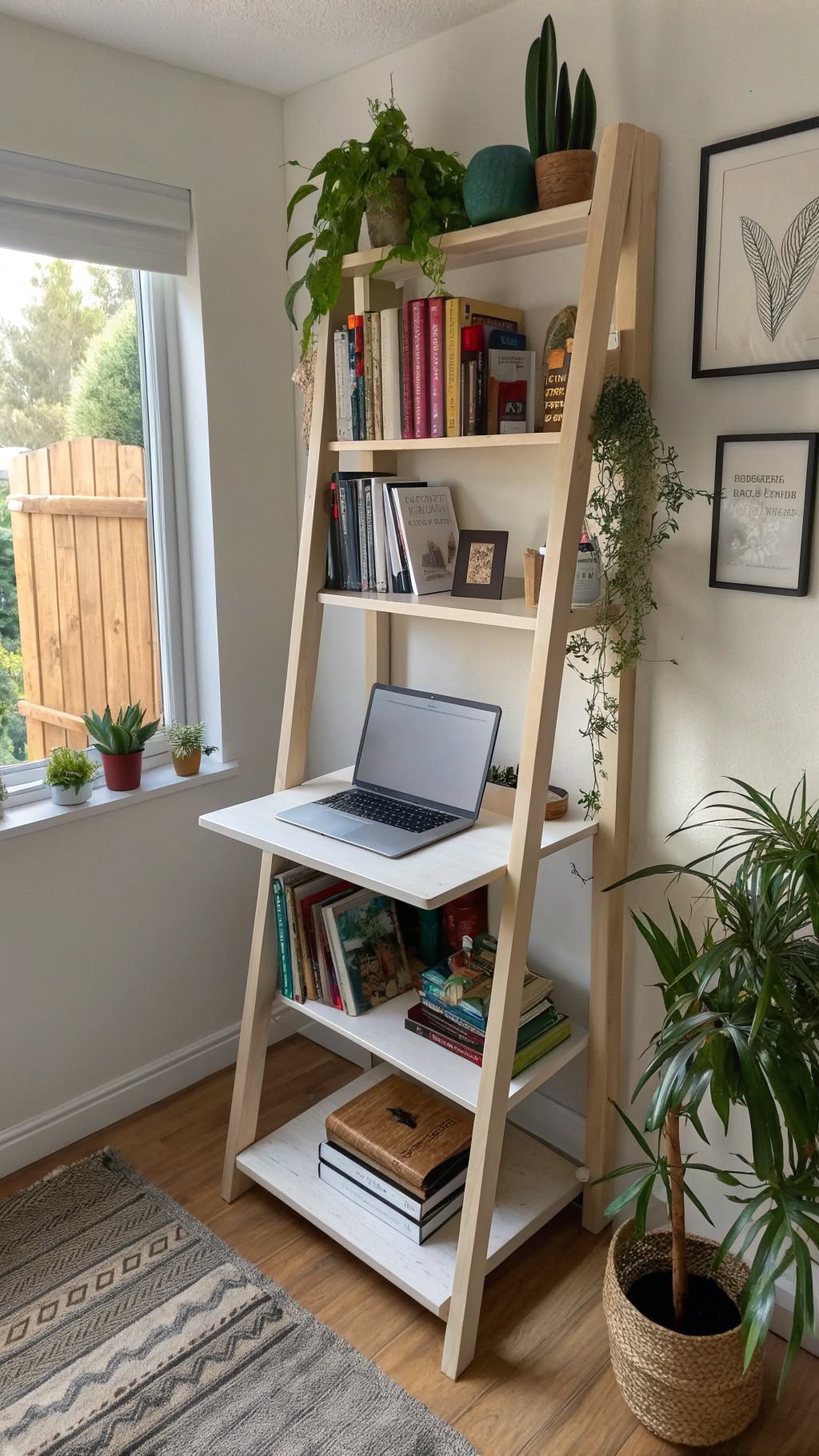 15. Use a Ladder Desk for a Compact Solution