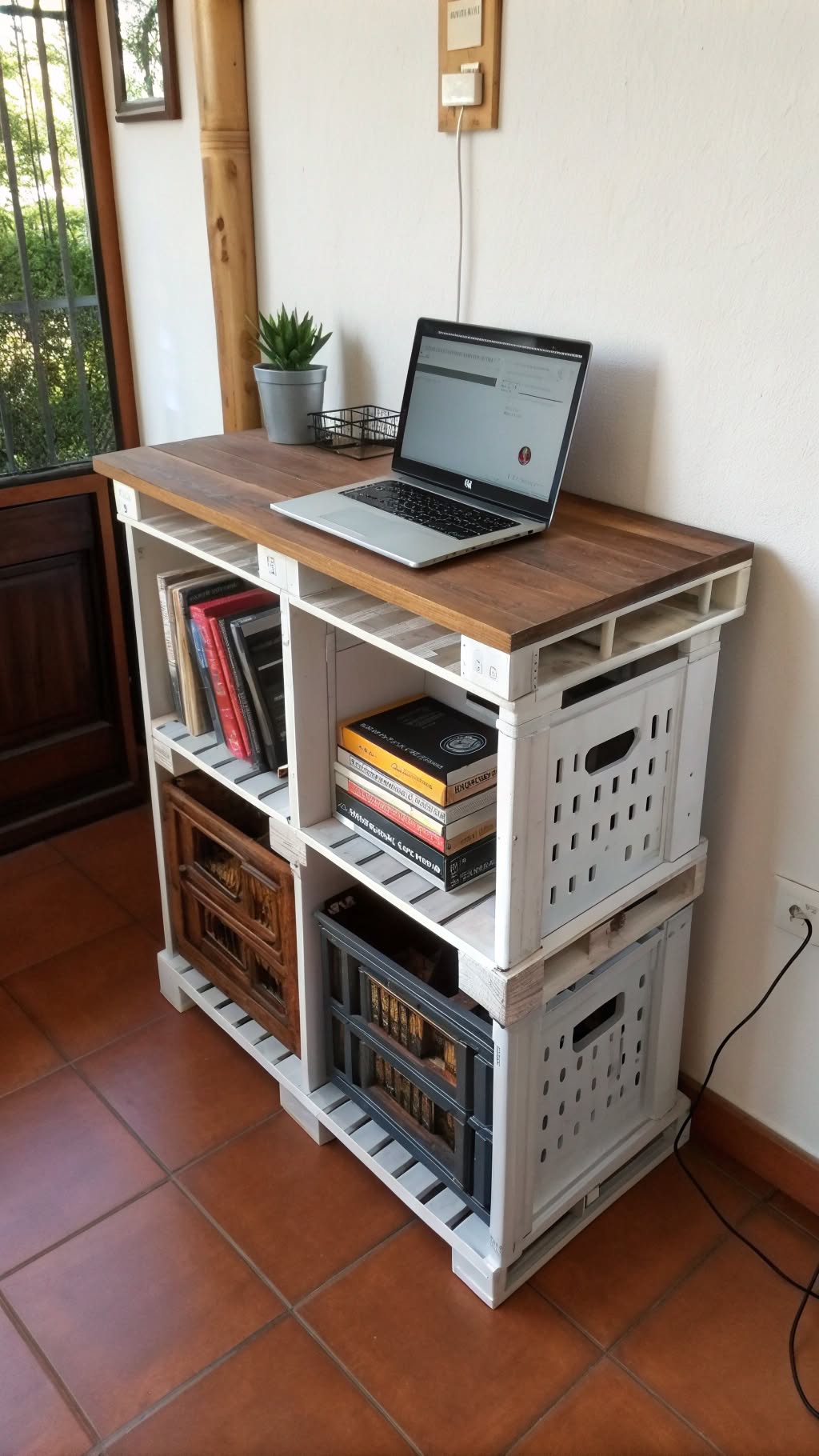 18. Create a Desk with Storage Crates